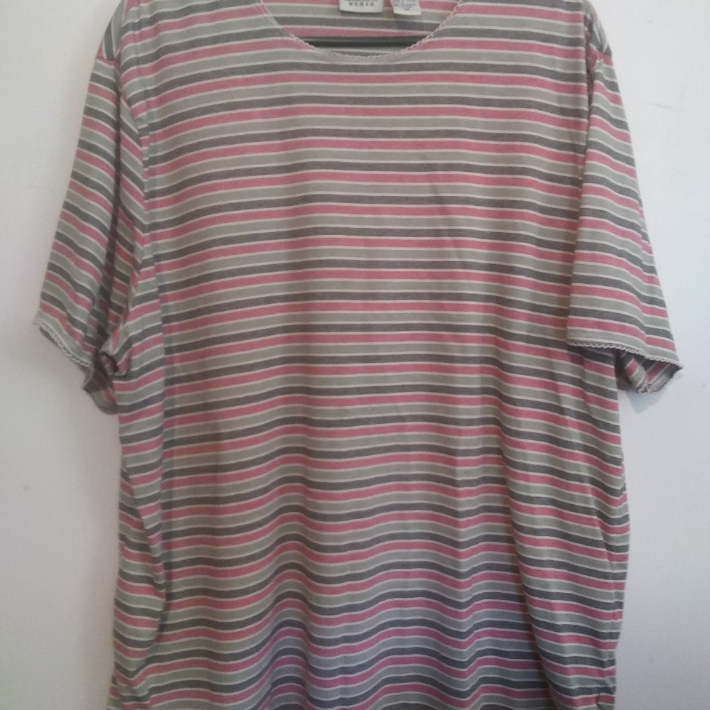 Striped 3X short sleeve top